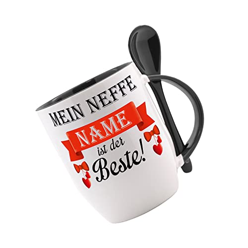 Tasse mit Löffel - Mein Neffe (Wunschname) ist der Beste - Löffeltasse, Kaffeetasse mit Motiv, bedruckte Tasse mit Sprüchen o. Bildern von Crealuxe