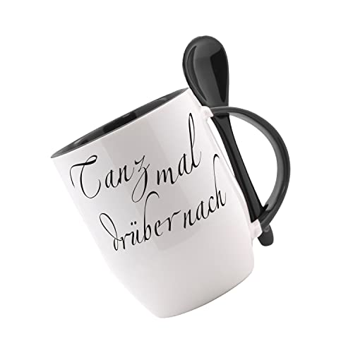 Tasse mit Löffel Tanz mal drüber nach Löffeltasse, Kaffeetasse mit Motiv,Bürotasse, bedruckte Tasse mit Sprüchen oder Bildern von Crealuxe