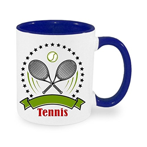 Tennis - Kaffeetasse mit Motiv, Tasse mit Druck, auch individuell mit Spruch, Foto, Wunschtext, Wunschname (Blau) von Crealuxe