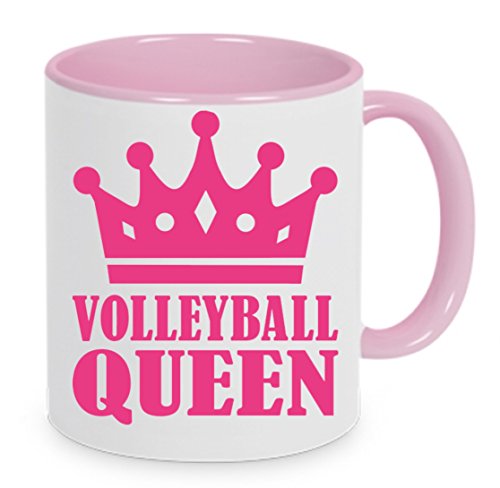 Volleyball-Queen - Kaffeetasse mit Motiv, Tasse mit Druck, auch individuell mit Spruch, Foto, Wunschtext, Wunschname (Rosa) von Crealuxe