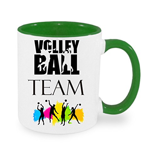Volleyball-Team - Kaffeetasse mit Motiv, Tasse mit Druck, auch individuell mit Spruch, Foto, Wunschtext, Wunschname (Grün) von Crealuxe