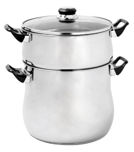 Crealys 504940 Couscous-Topf, 24 cm, 12 l, Edelstahl, mit schwarzem Bakelitgriff von Crealys