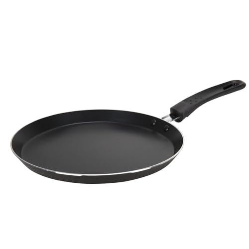 Crealys 506660, Aquilon Crêpepfanne, Durchmesser 24 cm, aus Aluminium, schwarze Antihaftbeschichtung, ohne PFOA, schwarzer Thermogriff, für alle Herdarten außer Induktion von Crealys