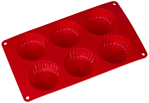 CREALYS 512283 Törtchenform, aus Silikon, für 6 Törtchen, 29 x 17 x 2 cm, Candy Red CREALYS 512283 Törtchenform, aus Silikon, für 6 Törtchen, 29 x 17 x 2 cm, Candy Red von Crealys