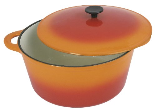 Tradifonte 501605 Gänsebräter, 9 l, rund, Durchmesser 32 cm, Flammen / Orange von Crealys