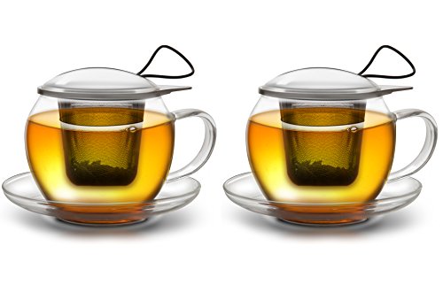 Creano Jumbo Tee-Tasse XXL mit Henkel und integriertem Edelstahlsieb, Glas-Deckel und Untertasse | 450ml Creano Jumbo Tee-Tasse XXL mit Henkel und integriertem Edelstahlsieb, Glas-Deckel und Untertasse | 450ml von Creano
