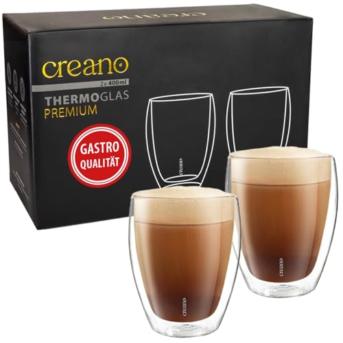 Creano PREMIUM doppelwandige Trinkgläser 400ml - 2er Set - Gastronomie Qualität - 100% Spülmaschinenfest - NEUHEIT 2024 von Creano