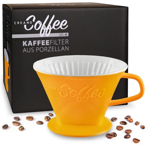 Creano Porzellan Kaffeefilter - Filter Größe 4 für Filtertüten Gr. 1x4 - Safrangelb von Creano