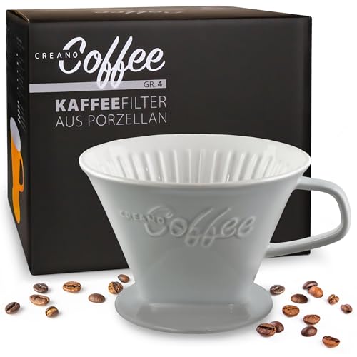 Creano Porzellan Kaffeefilter - Filter Größe 4 für Filtertüten Gr. 1x4 - Steingrau von Creano
