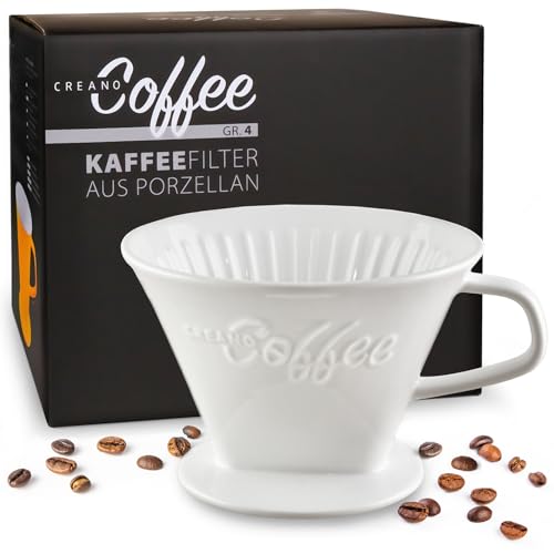 Creano Porzellan Kaffeefilter - Filter Größe 4 für Filtertüten Gr. 1x4 - Weiß von Creano