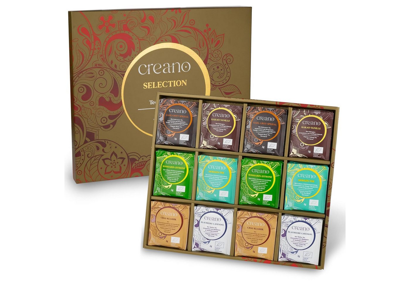 Creano Teebox Creano Tee Geschenkset 24er oder 48er Set organic verschiedene Sorten, (48-tlg) von Creano