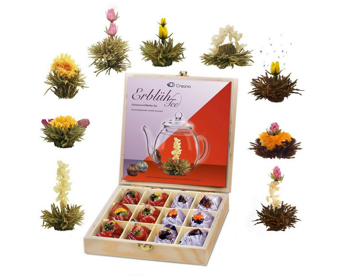 Creano Teebox Creano Teeblumen Geschenkset 12 Erblühtee in 6 Sorten Geschenk Creano Teebox Creano Teeblumen Geschenkset 12 Erblühtee in 6 Sorten Geschenk von Creano