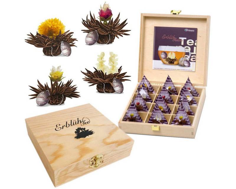 Creano Teebox Creano Teelini Teeblumen 12 ErblühTeelini Teekiste aus Holz Geschenk von Creano