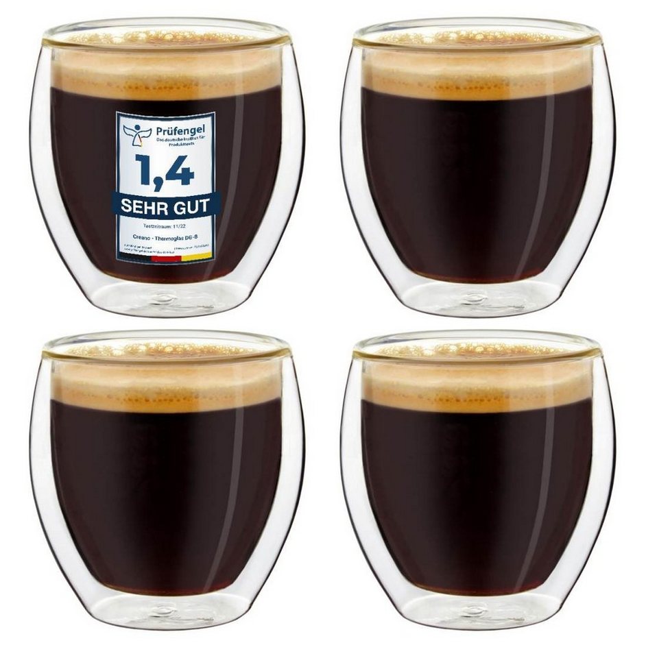 Creano Teeglas Creano doppelwandige Espresso-Gläser, 4er-Set 100ml Thermo-Gläser mit, Borosilikatglas, 4 Gläser von Creano