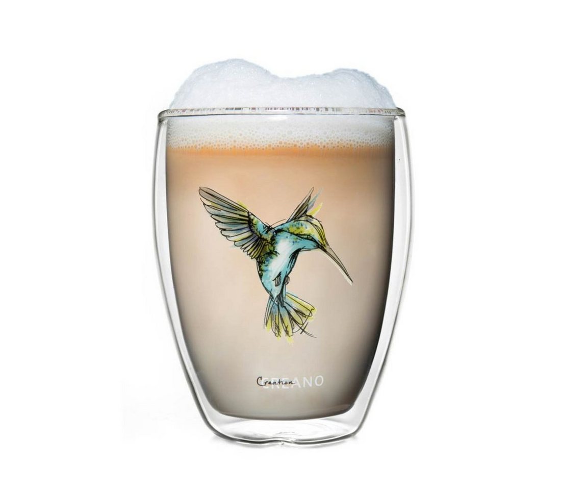 Creano Teeglas Creano doppelwandiges Tee-Glas, Latte Machiato, Thermobecher Kolibri, Borosilikatglas, 1-teilig von Creano