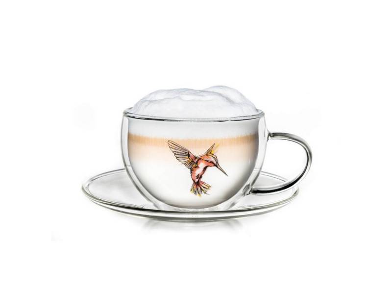 Creano Teeglas Thermo Tasse mit Untersetzer “Rot” 250ml, Borosilikatglas, 6-teilig von Creano