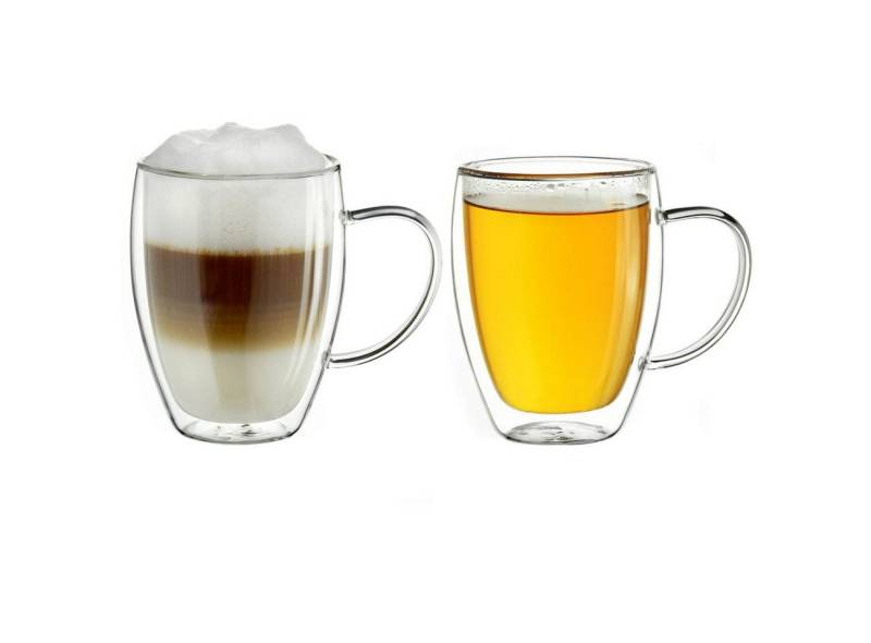Creano Teeglas Thermoglas “hoch” mit Henkel 400ml 2er-Set, Borosilikatglas, 2 Gläser von Creano