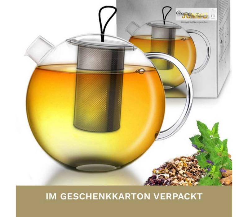 Creano Teekanne Teekanne Jumbo 2,0l mit Metall-Sieb, 2 l, (Set), Mit Silikonschlaufe von Creano