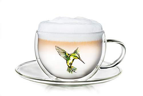 Creano Thermo-Tasse Hummi für Tee/Latte Macchiato, doppelwandig, mit Kolibri-Muster | 250ml in exklusiver Geschenkpackung, Grün Creano Thermo-Tasse Hummi für Tee/Latte Macchiato, doppelwandig, mit Kolibri-Muster | 250ml in exklusiver Geschenkpackung, Grün von Creano