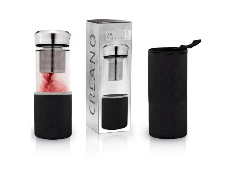 Creano Thermoflasche Teamaker „Schwarz“ 400 ml, Edelstahldeckel , BPA-frei , Inhalt 400 ml , Borosilikatglas , 400 ml Creano Thermoflasche Teamaker „Schwarz“ 400 ml, Edelstahldeckel , BPA-frei , Inhalt 400 ml , Borosilikatglas , 400 ml von Creano