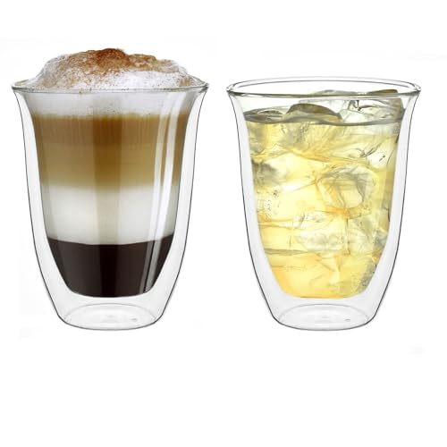 Creano doppelwandige Gläser 400ml „DG-V“, 2er Set, großes Thermoglas doppelwandig aus Borosilikatglas, Kaffeegläser, Teegläser, Latte Gläser, Doppelwandgläser von Creano