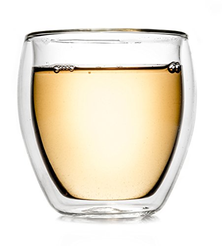 Creano doppelwandiges Thermoglas XXL 400ml, extra großes hitzebeständiges Kaffeeglas/Teeglas aus Borosilikatglas (DG-Bauchig) von Creano