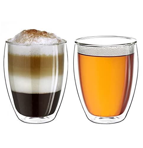 Creano doppelwandiges XXL Thermoglas 400ml, Extra großes hitzebeständiges Doppelwandglas aus Borosilikatglas, Kaffee, Tee, Latte Macchiato Gläser, 2er Set Creano doppelwandiges XXL Thermoglas 400ml, Extra großes hitzebeständiges Doppelwandglas aus Borosilikatglas, Kaffee, Tee, Latte Macchiato Gläser, 2er Set von Creano
