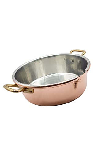 CREARTISTIC 100% Made in Italy Risotto kupfer töpfe – 26 x 8 cm – 2,8L – KupferPfanne - 2 stabilen Handschellen aus Messing und praktischem Ausguss - Verwenden Sie Küchenkellen aus Holz oder silikon von CREARTISTIC