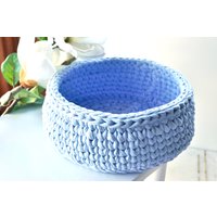 Weihnachtskorb - Blauer Häkelkorb Kinderzimmerdeko Windelaufbewahrung Weihnachtsdekoration Babyzimmergeschenk von Creasebysurekha
