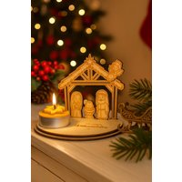 Mini-Krippe Aus Holz Mit Teelicht | Weihnachtsdeko Lasergravur Geschenkidee „Gesegnete Weihnachten" Mini-Krippe Aus Holz Mit Teelicht | Weihnachtsdeko Lasergravur Geschenkidee „Gesegnete Weihnachten" von CreatX2023