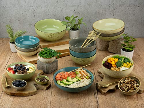 CreaTable, 23412, Serie Nature Collection BUNT Bowl Set, 12-teiliges Geschirrset, Bowl Set aus Steinzeug, spülmaschinen- und mikrowellengeeignet, Qualitätsproduktion von Creatable