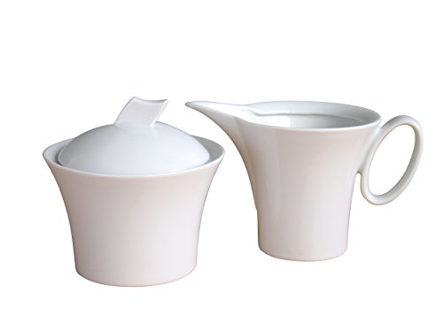 CreaTable, 13571, Serie Wing weiss, 2-teiliges Geschirrset für 12 Personen, Milch und Zucker Set aus Porzellan, spülmaschinen- und mikrowellengeeignet, Made in Europe von Creatable