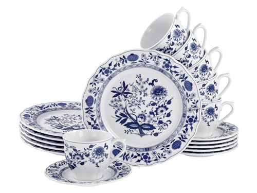 CreaTable, 17131, Serie Flora Zwiebelmuster, 18-teiliges Geschirrset, Kaffeeservice aus Porzellan, spülmaschinen-und mikrowellengeeignet, Made in Europe, Mehrfarbig von Creatable