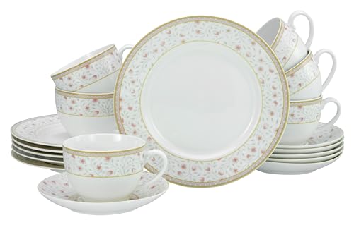 CreaTable, 17527, Serie Emilia (New Bone China), 18-teiliges Geschirrset, Kaffeeservice aus Porzellan, spülmaschinen- und mikrowellengeeignet, Qualitätsproduktion von Creatable