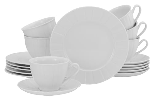 CreaTable, 17607, Serie Barcelona, 18-teiliges Geschirrset, Kaffeeservice aus Porzellan, spülmaschinen- und mikrowellengeeignet, Made in Europe von Creatable