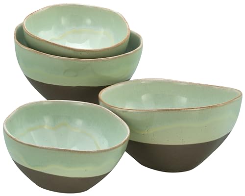 CreaTable, 19669, Serie Basalt Bowls, Salbei, 4-teiliges Geschirrset, Bowl Set aus Steinzeug, 900 + 450 ml von Creatable