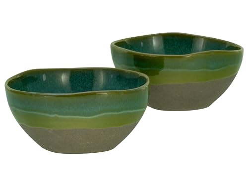 CreaTable, 19678, Serie Basalt Bowls, Oliv, 2-teiliges Geschirrset, Poke Bowl Set aus Steinzeug, 900 ml von Creatable