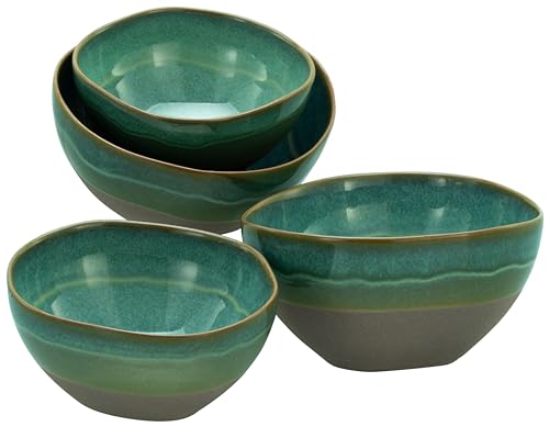 CreaTable, 19679, Serie Basalt Bowls, Oliv, 4-teiliges Geschirrset, Bowl Set aus Steinzeug, 900 + 450 ml von Creatable