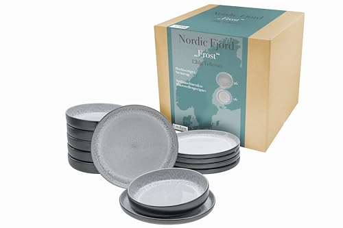 CreaTable, 21520, Serie Nordic Fjord, 12-teiliges Geschirrset, Teller Set aus Steinzeug, spülmaschinen- und mikrowellengeeignet, Qualitätsproduktion von Creatable