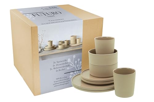 CreaTable, 21526, Serie Futuro, 8-teiliges Geschirrset, Kombiservice aus Steinzeug, spülmaschinen- und mikrowellengeeignet, Made in Portugal von Creatable
