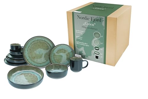 CreaTable, 21554, Serie Nordic Fjord, 10-teiliges Geschirrset, Kombiservice aus Steinzeug, spülmaschinen- und mikrowellengeeignet, Qualitätsproduktion von Creatable