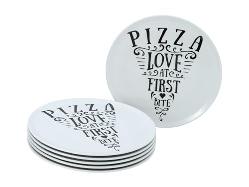 CreaTable, 21569, Serie Pizzateller Set IN LOVE, 6-teiliges Geschirrset, Pizzateller Set aus Porzellan, spülmaschinen- und mikrowellengeeignet, Made in Europe von Creatable