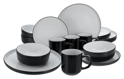 CreaTable, 21598, Serie Nordic Cool Black, 16-teiliges Geschirrset für 4 Personen, Kombiservice aus Steinzeug, spülmaschinen- und mikrowellengeeignet, Qualitätsproduktion CreaTable, 21598, Serie Nordic Cool Black, 16-teiliges Geschirrset für 4 Personen, Kombiservice aus Steinzeug, spülmaschinen- und mikrowellengeeignet, Qualitätsproduktion von Creatable