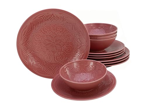 CreaTable, 21629, Serie Orient Mandala, 12-teiliges Geschirrset, Teller Set aus Porzellan, spülmaschinen- und mikrowellengeeignet, Made in Europe von Creatable