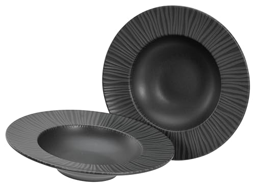 CreaTable, 21823, Serie Vesuvio black, 2-teiliges Geschirrset, Teller Set aus Steinzeug, spülmaschinen- und mikrowellengeeignet, Made in Portugal von Creatable