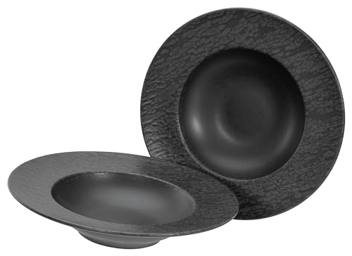 CreaTable, 21825, Serie Schiefer black, 2-teiliges Geschirrset, Teller Set aus Steinzeug, spülmaschinen- und mikrowellengeeignet, Made in Portugal von Creatable