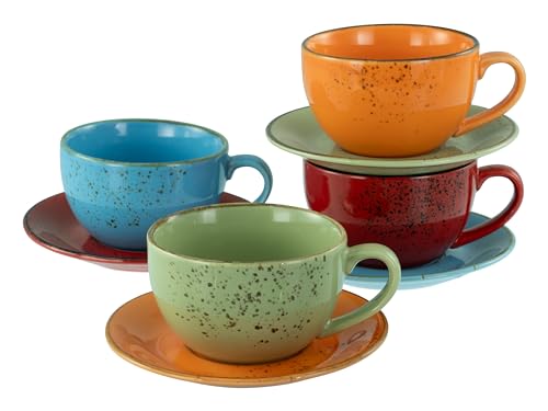 CreaTable, 22877, Serie Nature Collection Mediterran, 8-teiliges Geschirrset für 4 Personen, Cappuccino Set aus Steinzeug, spülmaschinen- und mikrowellengeeignet, Qualitätsproduktion von Creatable