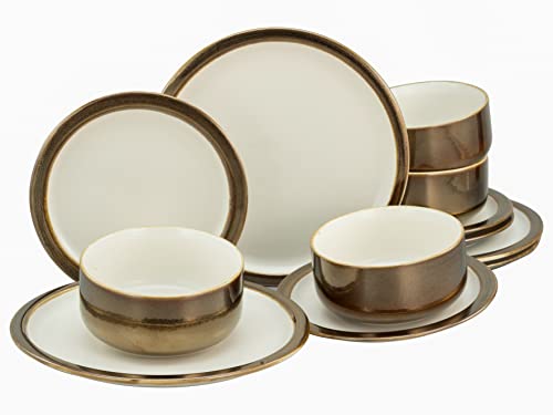 CreaTable, 23591, Serie MODERN INDUSTRIAL, weiß, 12-teiliges Geschirrset, Teller Set aus Steinzeug, spülmaschinen- und mikrowellengeeignet, Qualitätsproduktion von Creatable