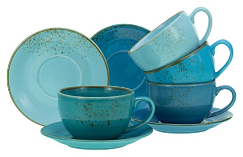 CreaTable, 23699, Serie Nature Collection AQUA Bistrotassen Set, 8-teiliges Geschirrset, Cappuccino Set aus Steinzeug, spülmaschinen- und mikrowellengeeignet, Qualitätsproduktion von Creatable