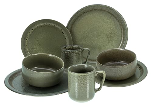 CreaTable, 23771, Serie Sylt Dark Green, 8-teiliges Geschirrset, Kombiservice aus Steinzeug, spülmaschinen- und mikrowellengeeignet, Qualitätsproduktion von Creatable